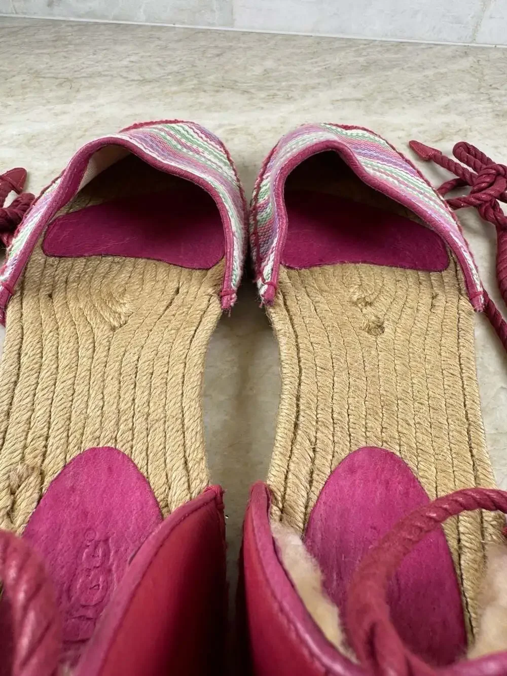 UGG Australia Libbi Serape Lace-Up Espadrille Flats Pink Multicolor Women’s 9